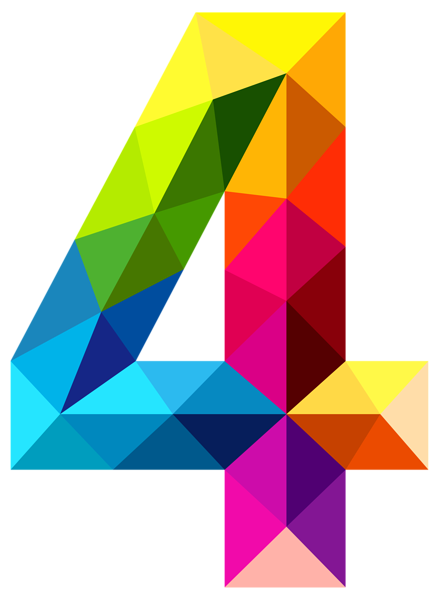 Colourful Triangles Number Four PNG Clipart Image