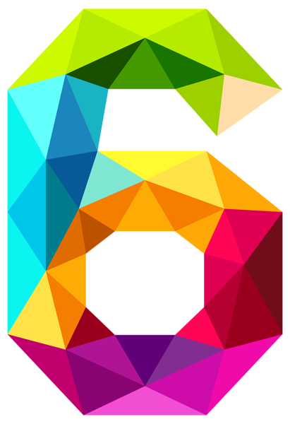 Colourful Triangles Number Six PNG Clipart Image