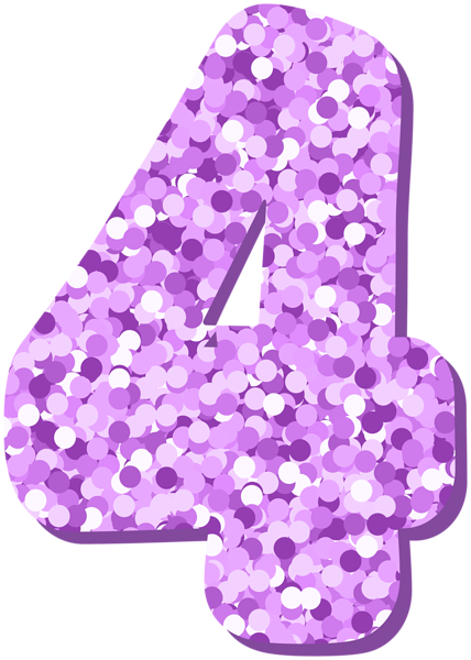 This png image - Four 4 Number Violet Glitter PNG Clipart, is available for free download