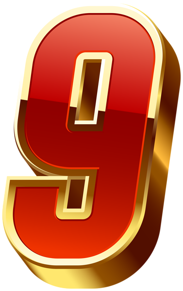 This png image - Number Nine Gold Red Transparent Image, is available for free download