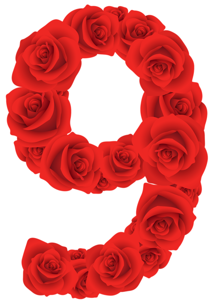 This png image - Red Roses Number Nine PNG Clipart Image, is available for free download