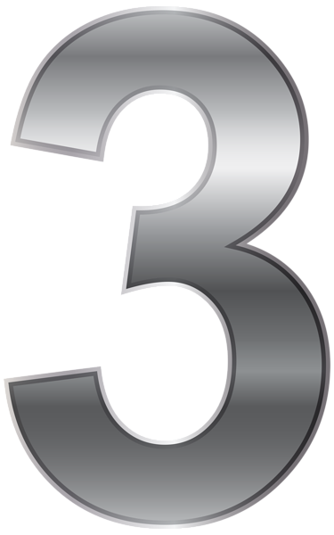 Silver Number Three PNG Transparent Clip Art Image | Gallery