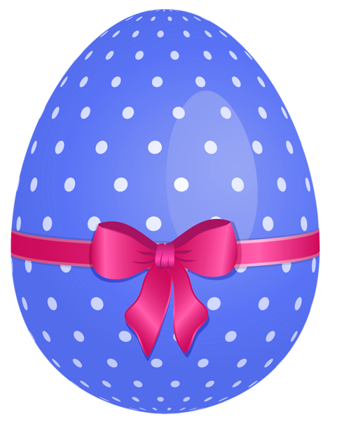 This png image - Blue Dotted Easter Egg with Pink Bow PNG Clipart, is available for free download