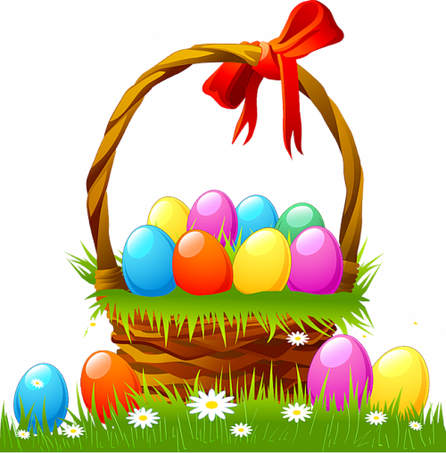 This png image - Easter Basket with Eggs and Grass, is available for free download