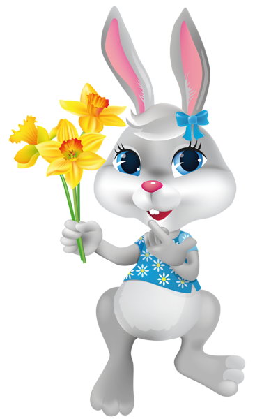 This png image - Easter Bunny with Daffodils PNG Clipart Picture, is available for free download