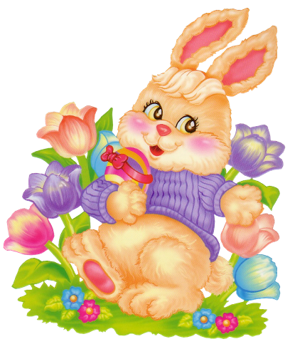 This png image - Easter Bunny with Flowers Clipart, is available for free download