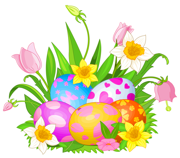 This png image - Easter Eggs and Flowers PNG Clipart Picture, is available for free download