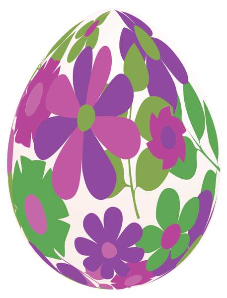 This png image - Easter White Egg with Purple Flowers PNG Clipart Picture, is available for free download