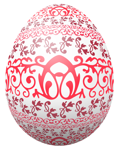 This png image - Easter White Egg with Red Decoration PNG Clipart Picture, is available for free download
