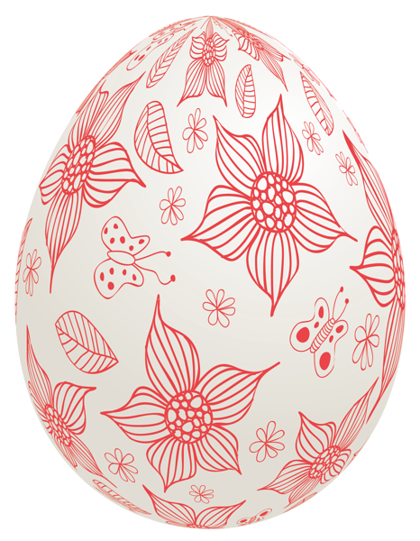 This png image - Easter White Egg with Red Flowers PNG Clipart Picture, is available for free download