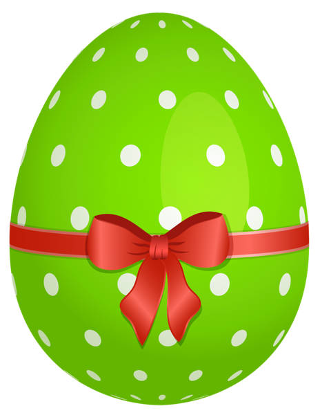 This png image - Green Dotted Easter Egg with Red Bow PNG Clipart, is available for free download
