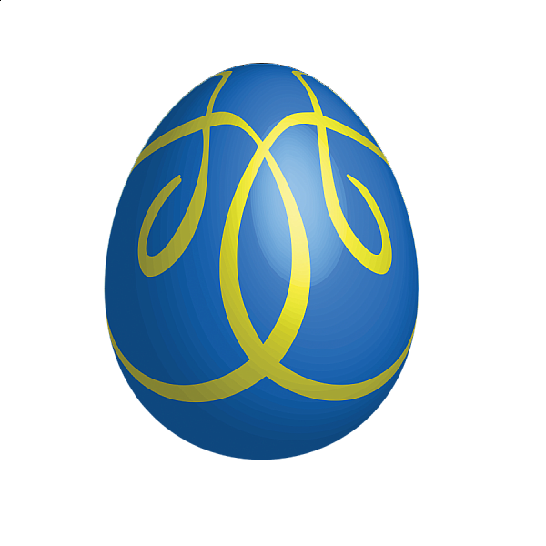 This png image - Large Blue Easter Egg With Yellow Ornaments, is available for free download