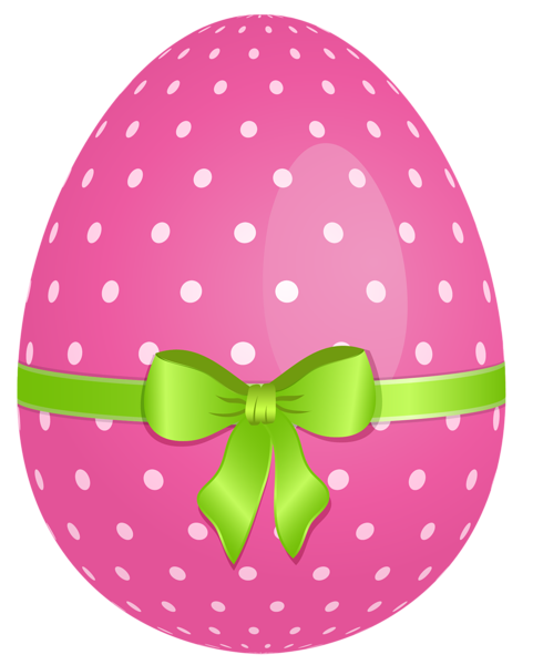 This png image - Pink Dotted Easter Egg with Green Bow PNG Clipart, is available for free download