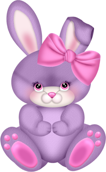 This png image - Purple Bunny with Pink Bow Clipart, is available for free download