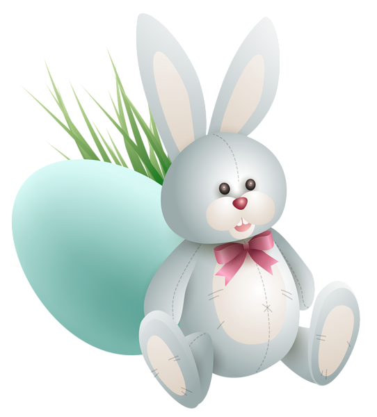 This png image - Transparent Easter Bunny with Egg and Grass PNG Clipart Picture, is available for free download