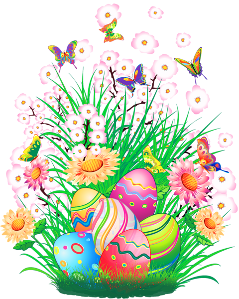 This png image - Transparent Easter Decor with Eggs and Grass PNG Clipart Picture, is available for free download