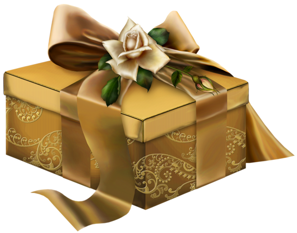 This png image - Gold 3D Present with Roses Clipart, is available for free download