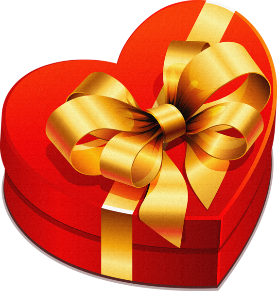This png image - Large Heart Gift Box with Gold Bow Clipart, is available for free download