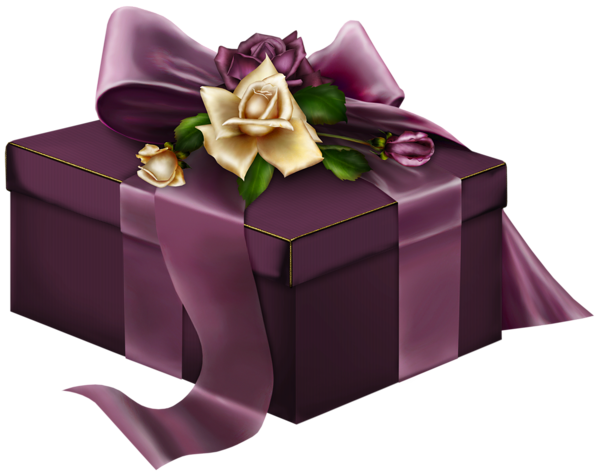 This png image - Purple 3D Present with Roses Clipart, is available for free download