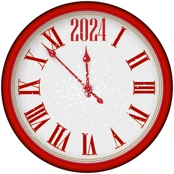 This png image - 2024 New Year Red Clock Tree PNG Clipart, is available for free download