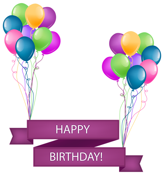 This png image - Happy Birthday Banner with Balloons Transparent PNG Clip Art Image, is available for free download