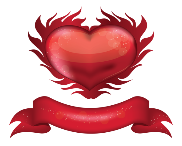This png image - Red Heart with Banner PNG Clipart Picture, is available for free download