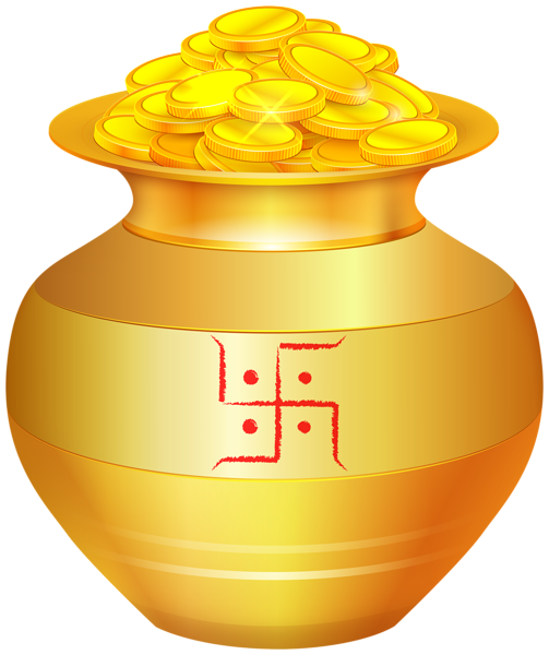 This png image - Dhanteras Pot with Gold Coins PNG Clipart, is available for free download