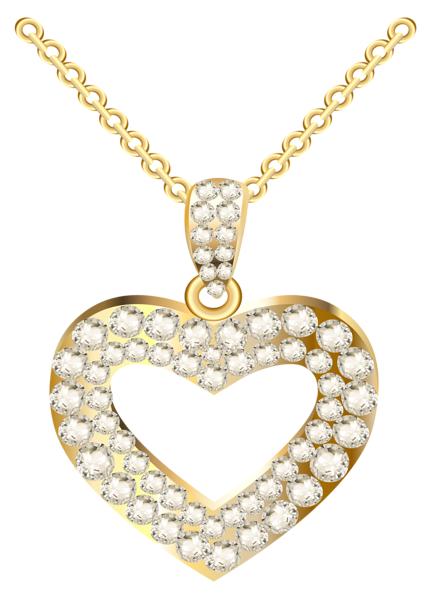 This png image - Golden Heart Necklace with Diamonds PNG Clipart, is available for free download