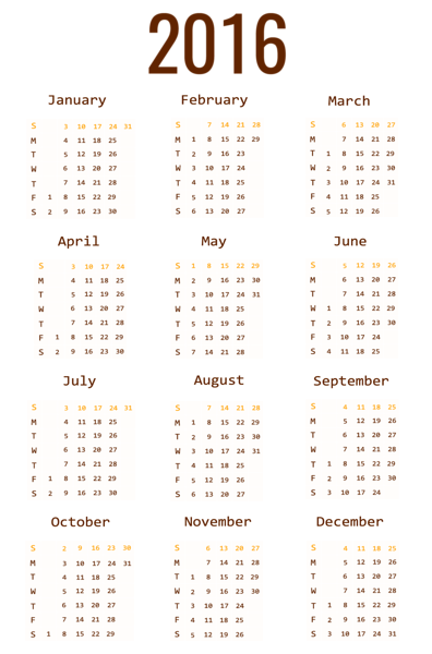 This png image - 2016 Calendar Transparent PNG Clipart Image, is available for free download