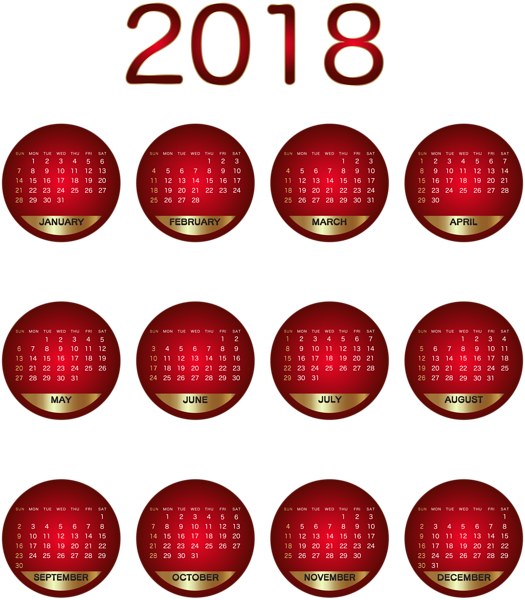 This png image - 2018 Calendar Red Transparent PNG Image, is available for free download