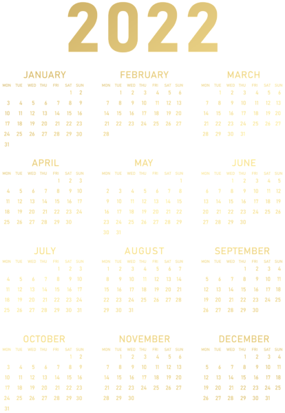 This png image - 2022 Gold Calendar PNG Clipart, is available for free download