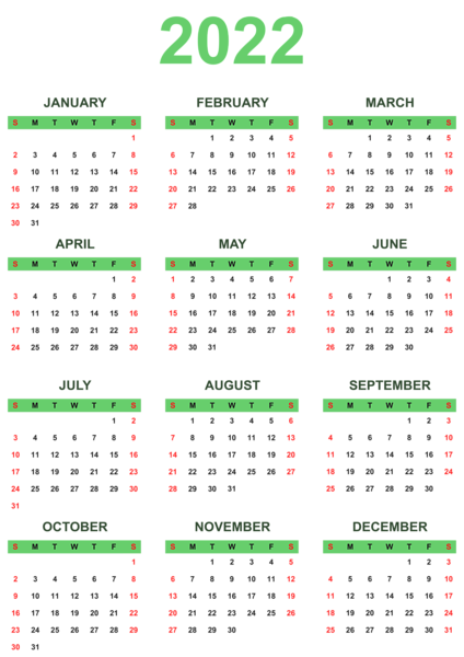 This png image - 2022 Green Calendar Transparent Clipart, is available for free download