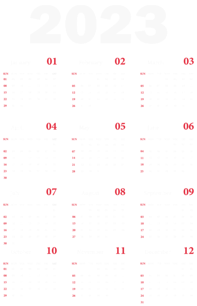 This png image - 2023 Calendar US White Transparent Clipart, is available for free download