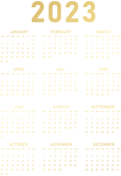 This png image - 2023 Gold Calendar PNG Clipart, is available for free download