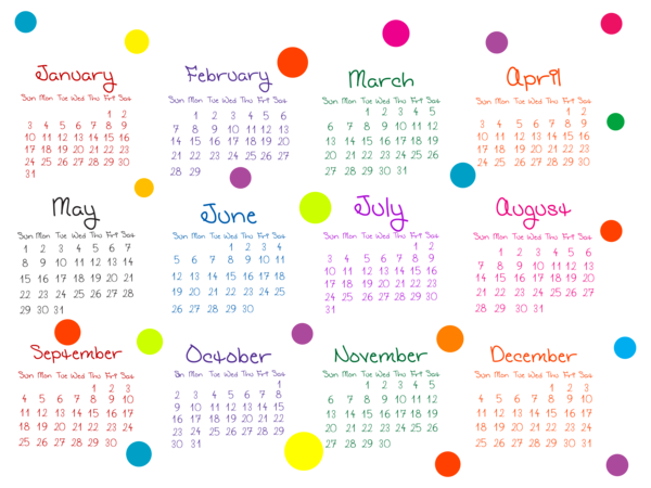 This png image - Transparent Colorful 2016 Calendar PNG Image, is available for free download