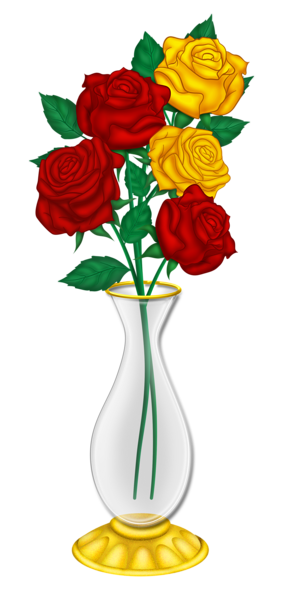 This png image - Beautiful Vase with Red and Yellow Roses PNG Picture, is available for free download