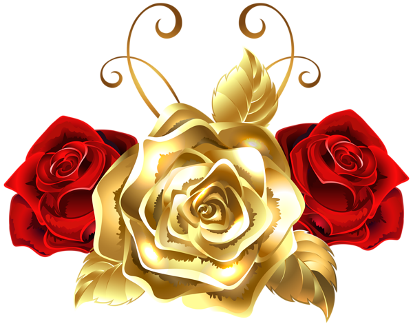 Gold and Red Roses PNG Clip Art Image | Gallery Yopriceville - High