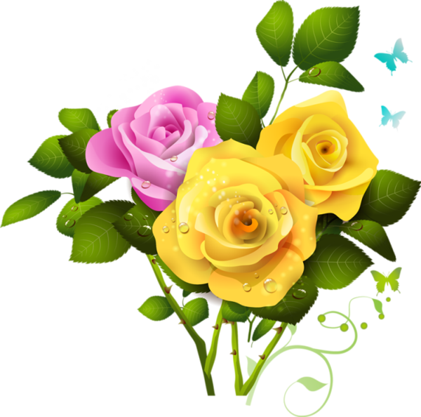 This png image - Yellow and Pink Rose Bouquet PNG Clipart, is available for free download