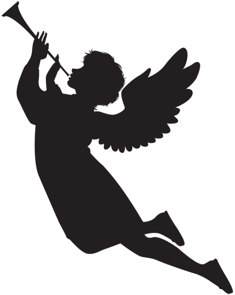 This png image - Angel with Fanfare Silhouette PNG Clip Art Image, is available for free download