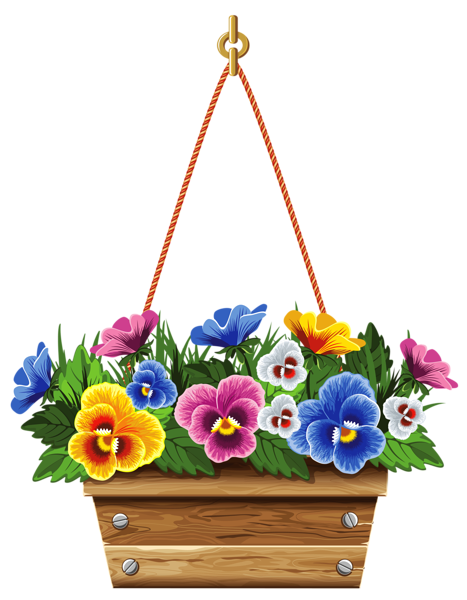 This png image - Hanging Box with Violets PNG Clipart Picture, is available for free download