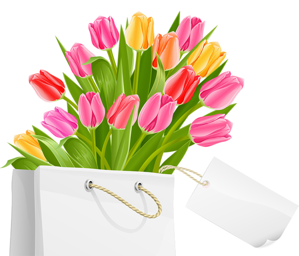 This png image - Spring Bag with Tulips PNG Clipart Picture, is available for free download