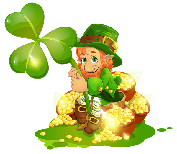This png image - Saint Patrick's Day Leprechaun with Pot of Gold and Shamrock PNG Clipart, is available for free download