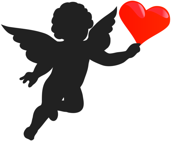 This png image - Cupid with Heart Silhouette PNG Clip Art Image, is available for free download