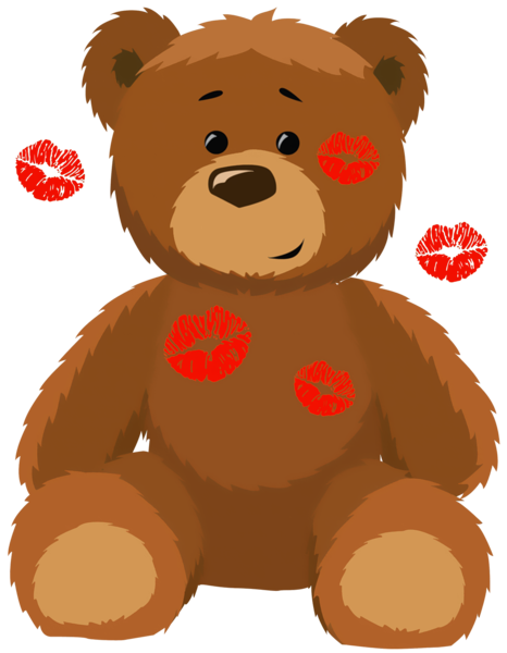 This png image - Cute Bear with Kisses PNG Clipart Picture, is available for free download