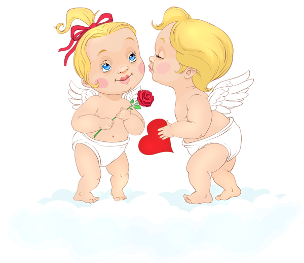 This png image - Cute Cupids on Cloud PNG Clipart Picture, is available for free download