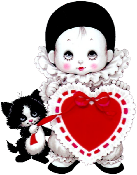 This png image - Cute Mime with Heart and Kitten PNG Picture, is available for free download
