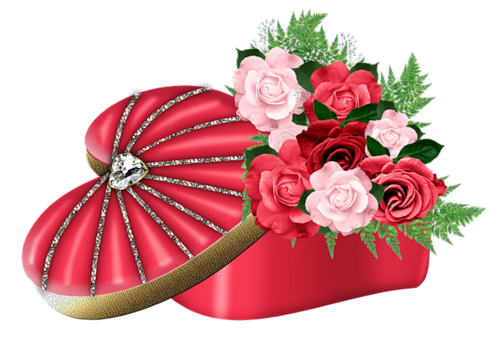 This png image - Heart Box with Roses PNG Clipart Picture, is available for free download