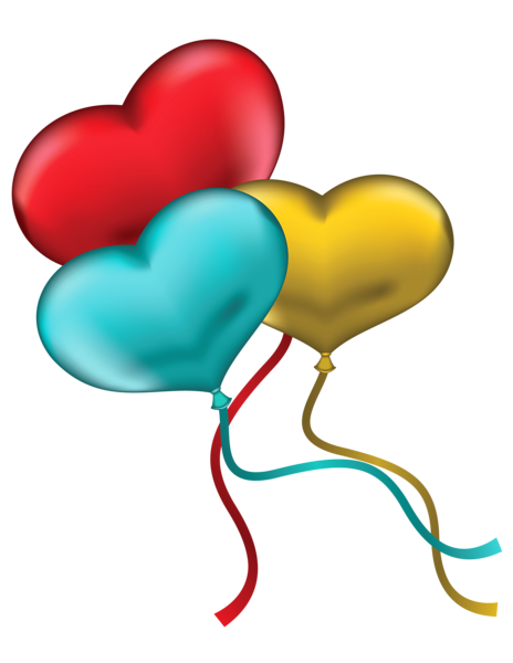 This png image - Red Blue and Yellow Heart Balloons PNG Clipart Picture, is available for free download