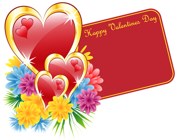 This png image - Valentine Card with Hearts and Flowers, is available for free download