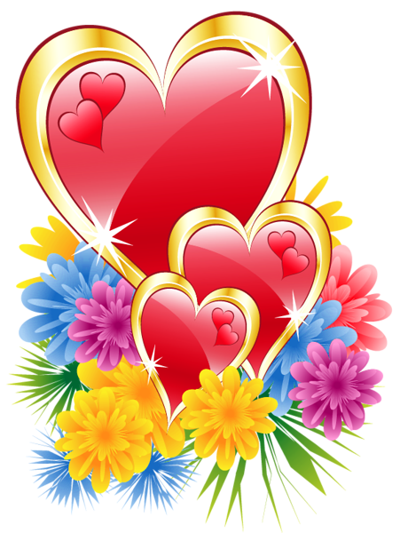 This png image - Valentine Hearts with Flowers PNG Clipart Picture, is available for free download